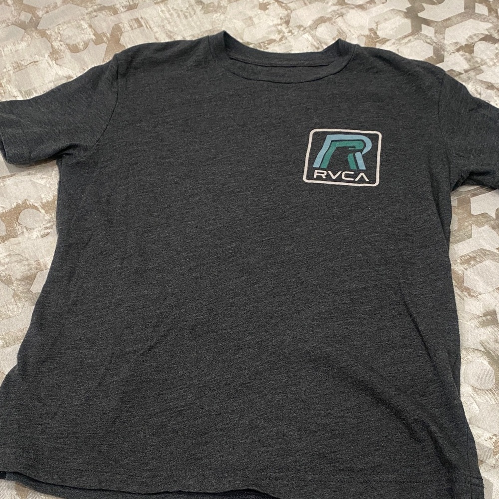 RVCA Charcoal Tee with Teal Logo
